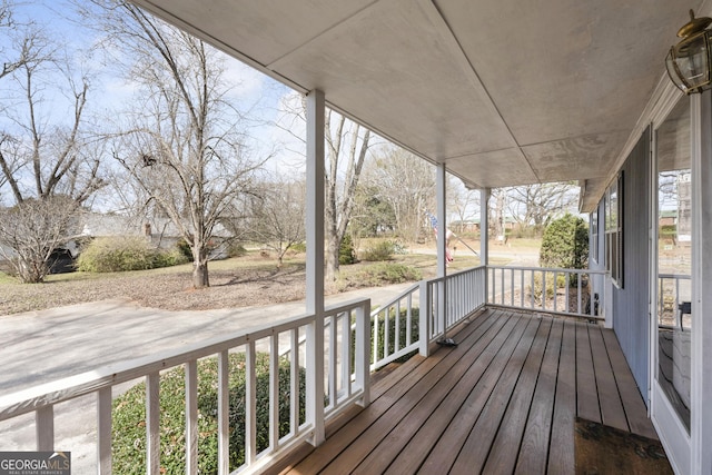 wooden deck with a porch