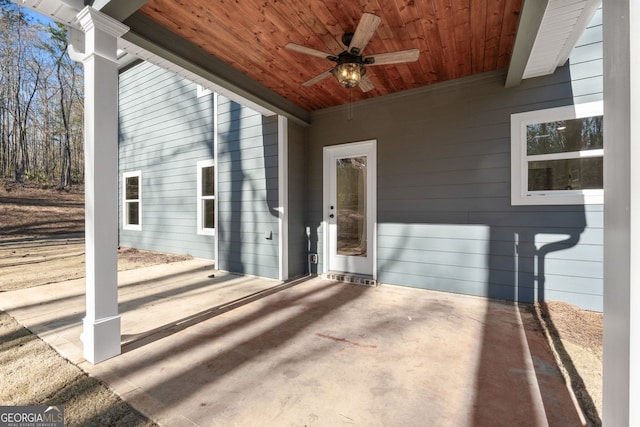 view of patio / terrace featuring a ceiling fan