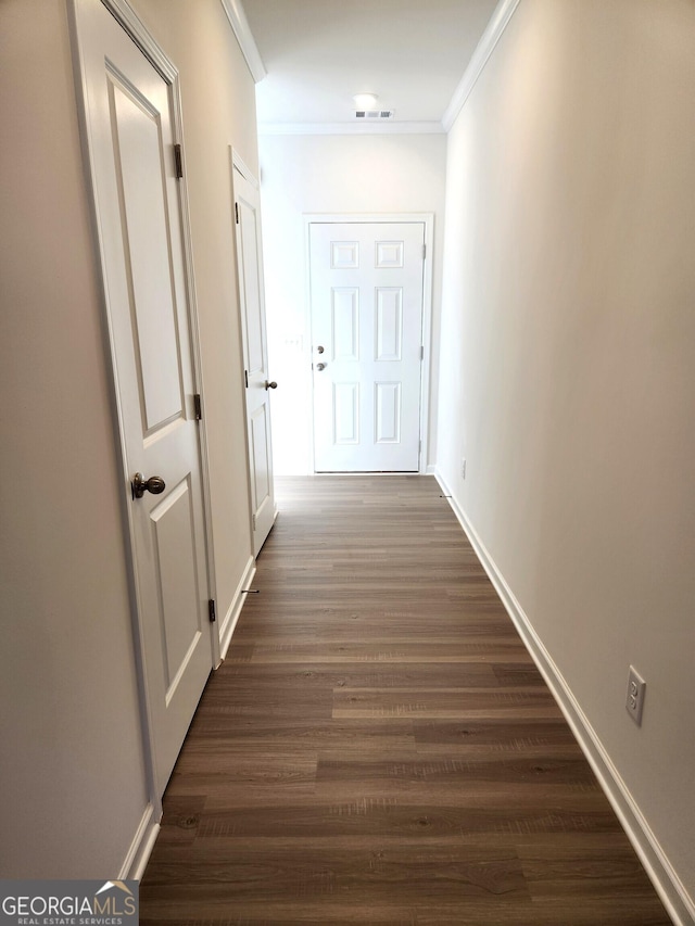 26 Russet Way Lot 61, Newnan, GA 30263 - hallway with ornamental molding and dark wood-style floors