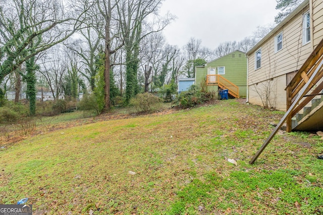 view of yard with stairway