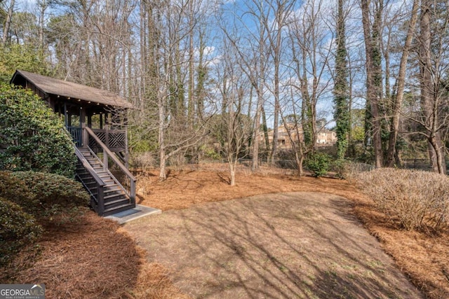 view of yard with stairway