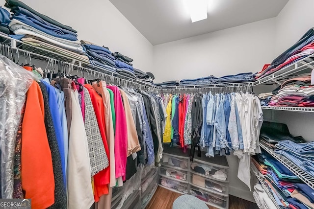 spacious closet featuring hardwood / wood-style floors