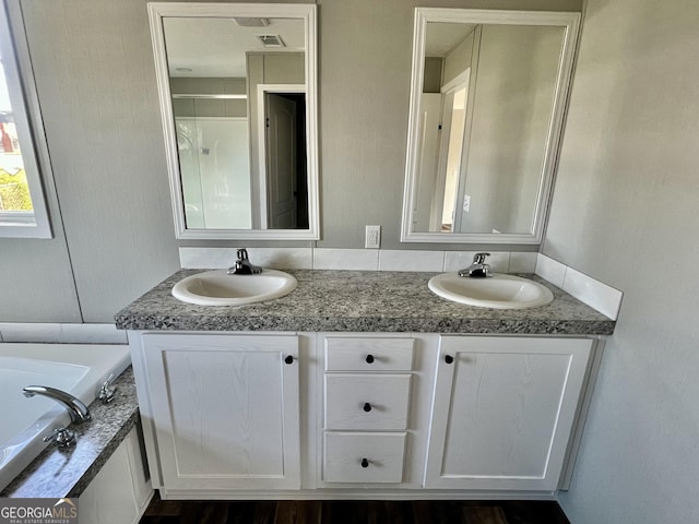 bathroom featuring vanity and a bathtub