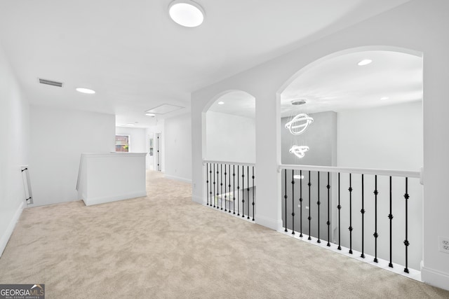 868 Still Hill Ln, Lawrenceville, GA 30045 - hallway with carpet floors, recessed lighting, and an upstairs landing