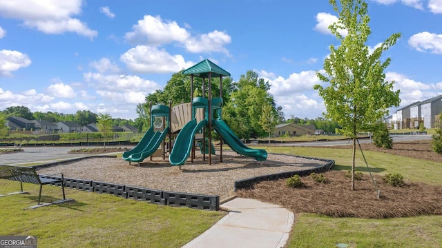 view of play area featuring a yard