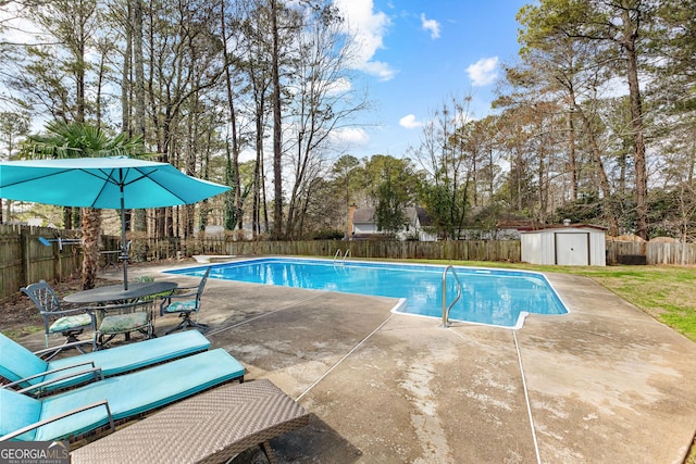 view of pool with a fenced in pool, a patio, and a fenced backyard