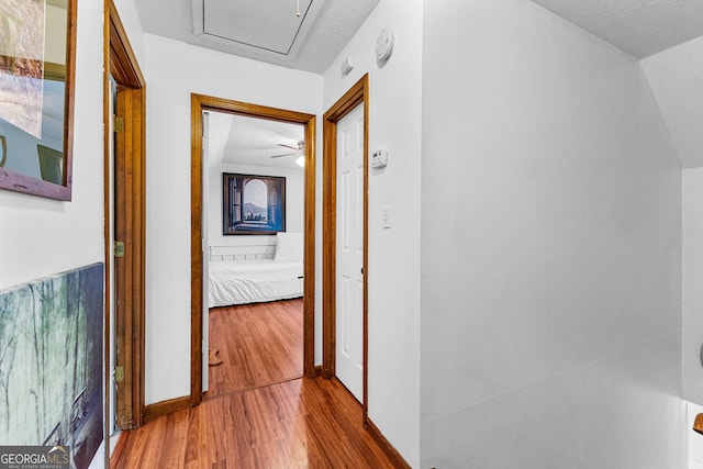 hallway with wood-type flooring