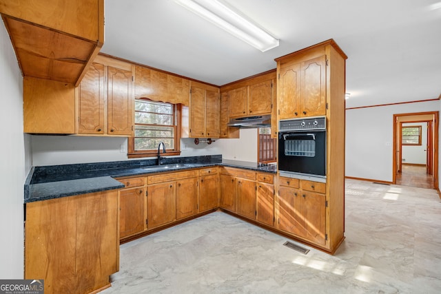 kitchen with sink and black appliances