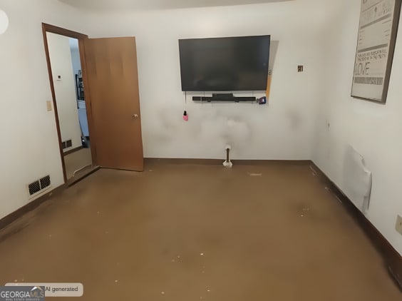 unfurnished living room featuring concrete floors and visible vents
