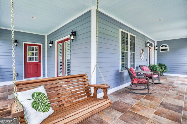 entrance to property with a porch