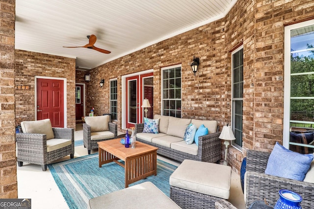 view of patio / terrace with outdoor lounge area and ceiling fan