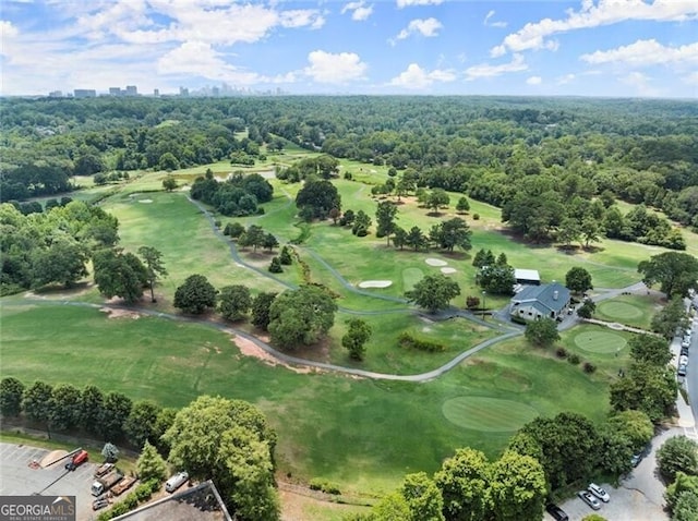 birds eye view of property featuring golf course view