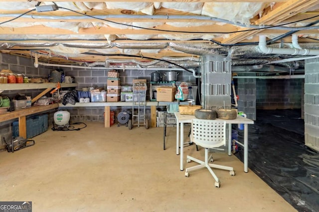 153 Falls Creek Dr, Hiawassee, GA 30546 - unfinished below grade area with concrete block wall