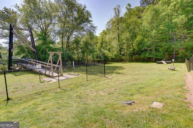 view of yard with fence