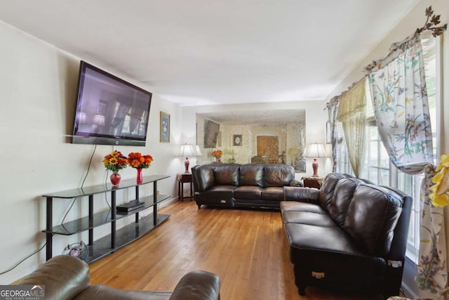 living room with wood finished floors