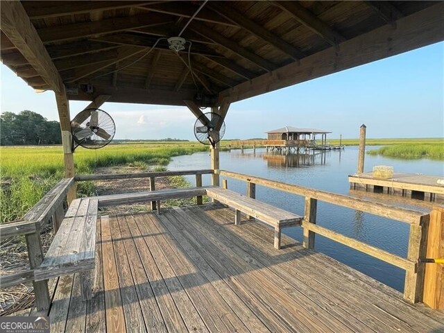 view of dock featuring a water view