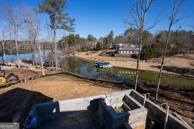 dock area featuring a water view