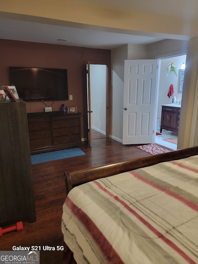 2335 Boulder Rd SE, Atlanta, GA 30316 - bedroom with baseboards and dark wood-style floors