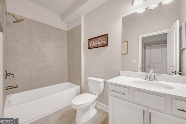 6441 SE Brookside Blvd, Mableton, GA 30126 - full bathroom with baseboards, bathing tub / shower combination, toilet, tile patterned flooring, and vanity