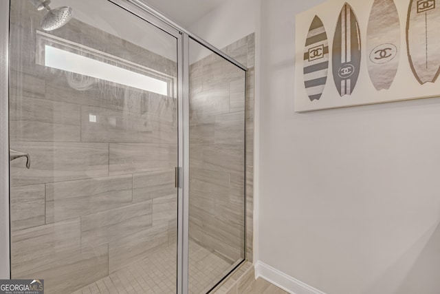 6441 SE Brookside Blvd, Mableton, GA 30126 - full bath featuring a shower stall and baseboards