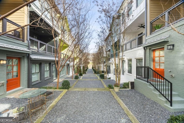 view of road with a residential view