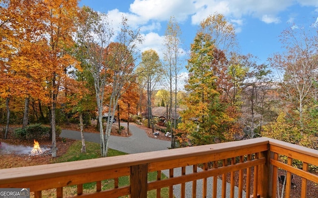 exterior space with a fire pit