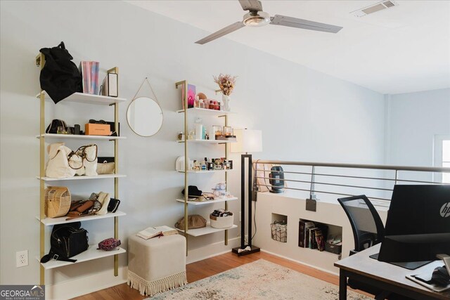 1253 Caroline St NE Unit 223, Atlanta, GA 30307 - home office featuring wood finished floors and a ceiling fan