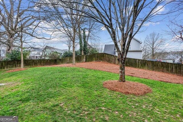 view of yard featuring a fenced backyard