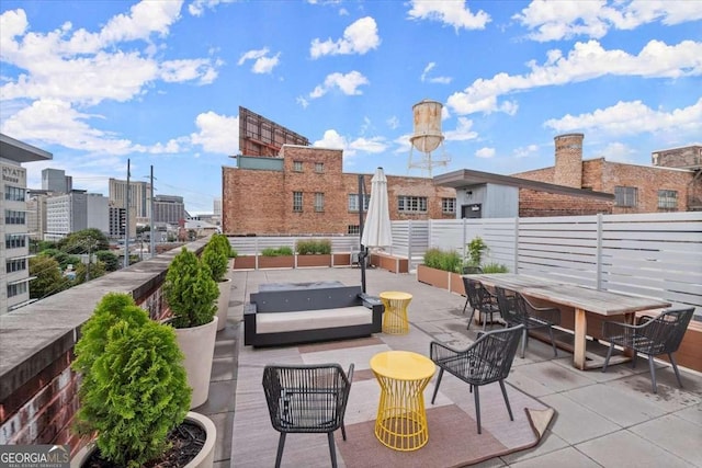 view of patio featuring a view of city