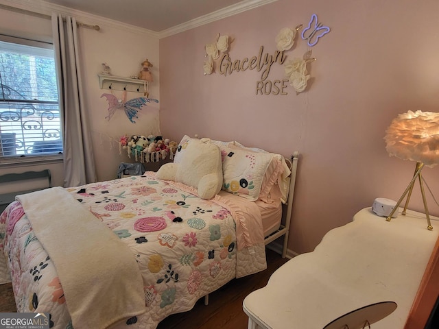 bedroom with ornamental molding