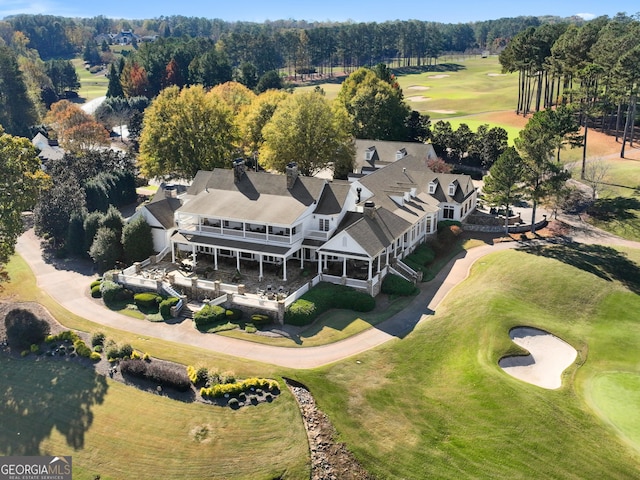 birds eye view of property featuring view of golf course