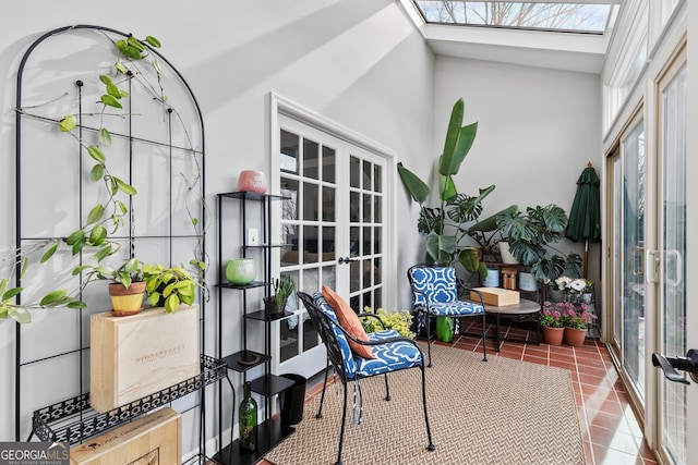 balcony featuring french doors