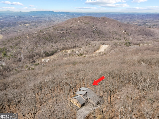 aerial view with a mountain view