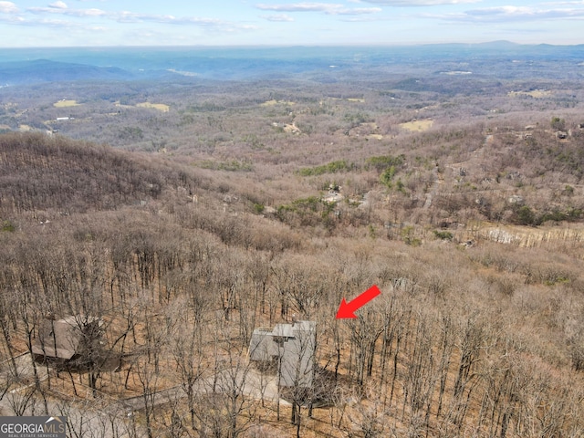 drone / aerial view with a mountain view