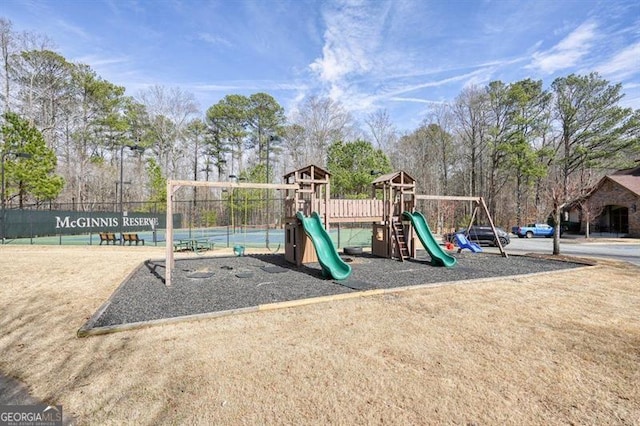 communal playground with fence