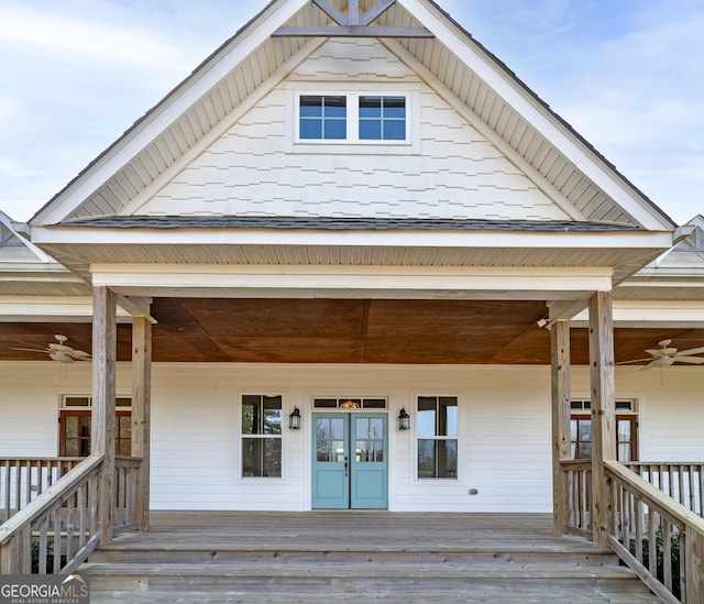 view of front facade featuring french doors