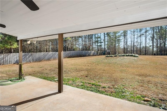 view of yard with a patio area and fence