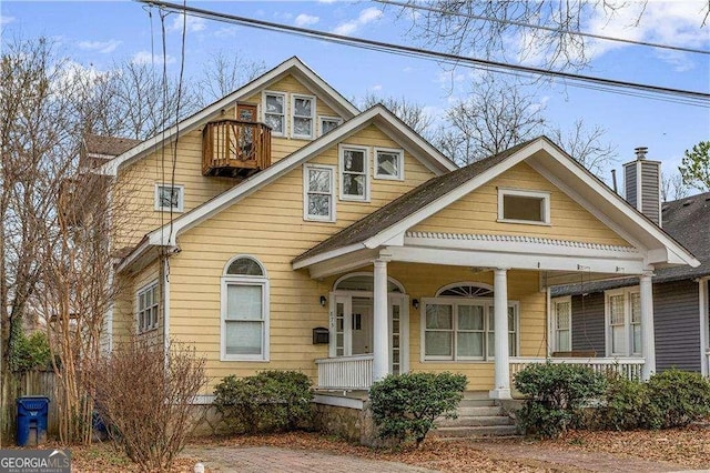 view of front of property with covered porch