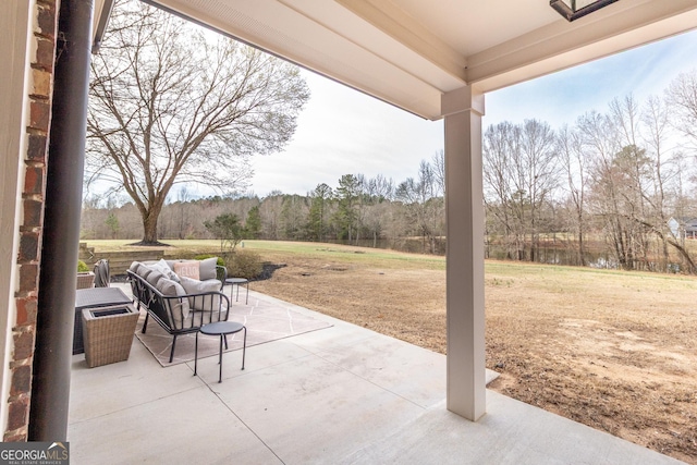 view of patio featuring an outdoor hangout area