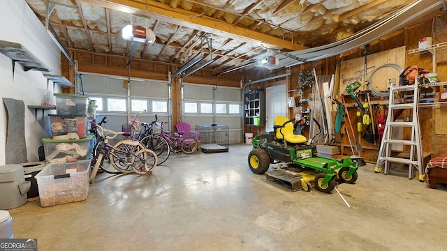 garage with a garage door opener