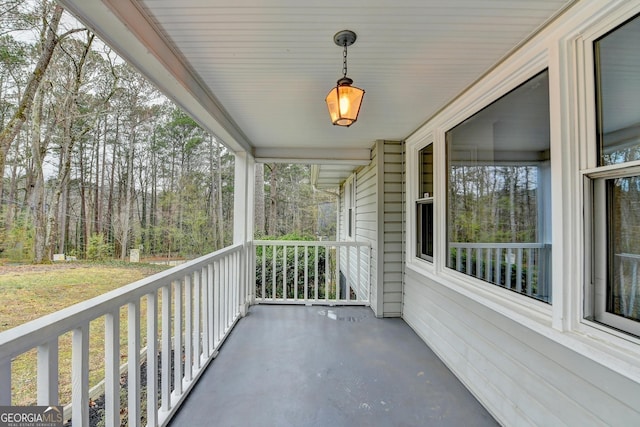 balcony featuring a porch