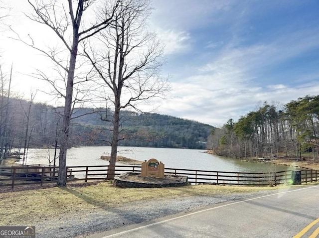 property view of water with fence