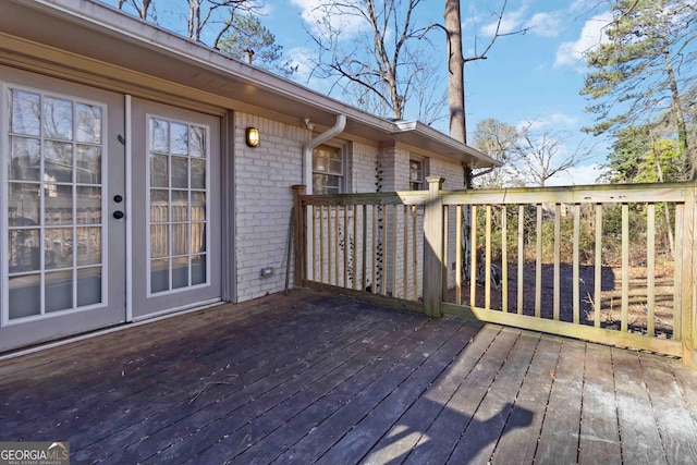 wooden deck with french doors