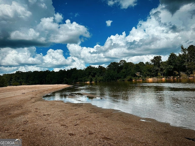 water view with a wooded view