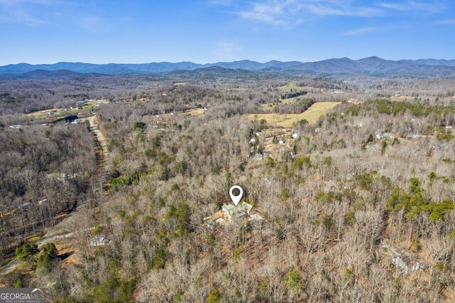 birds eye view of property with a mountain view