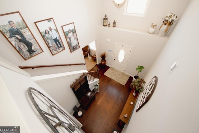 foyer entrance featuring dark wood-style floors