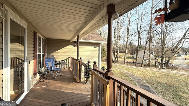 wooden deck with covered porch