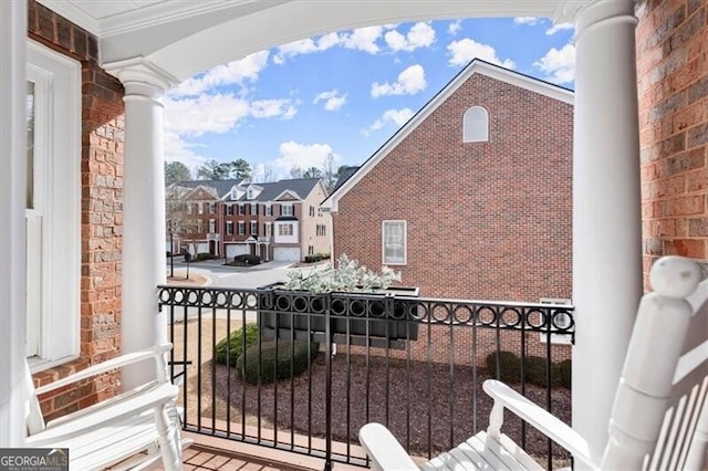 balcony with a residential view