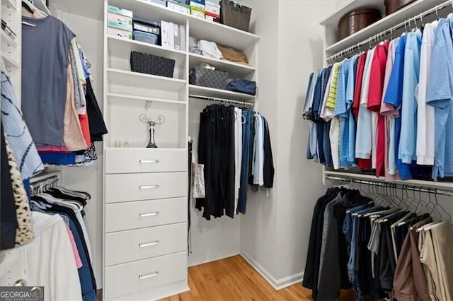 spacious closet with light wood finished floors