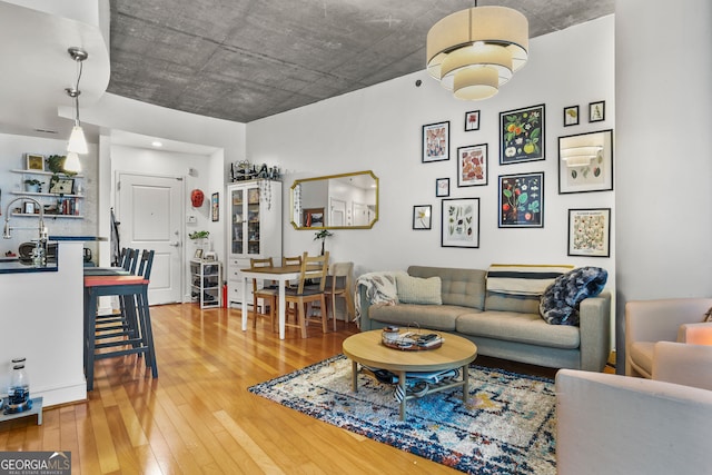 living area featuring light wood-type flooring